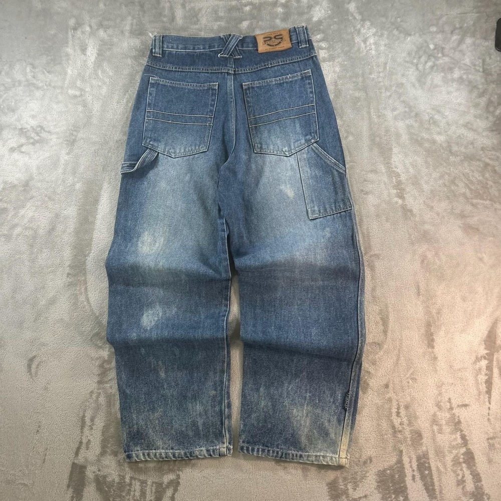 Y2K R.S. Jean Co. Jeans Kids 16 Blue Faded Relaxed Baggy Carpenter Denim Pants